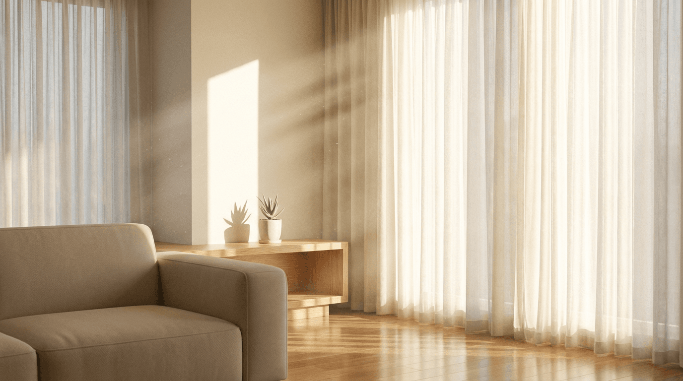 Bright and tidy living room with freshly cleaned carpet