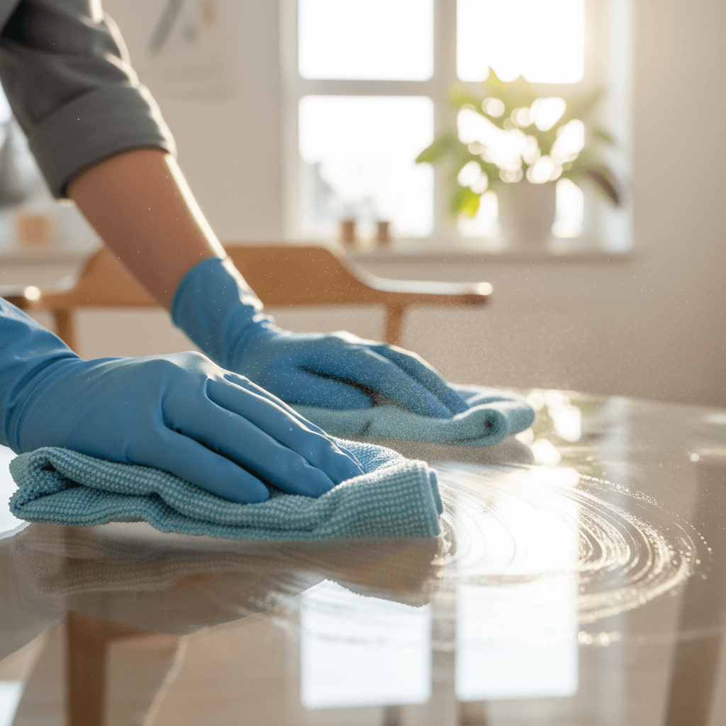 Gentle carpet cleaning on a living room rug